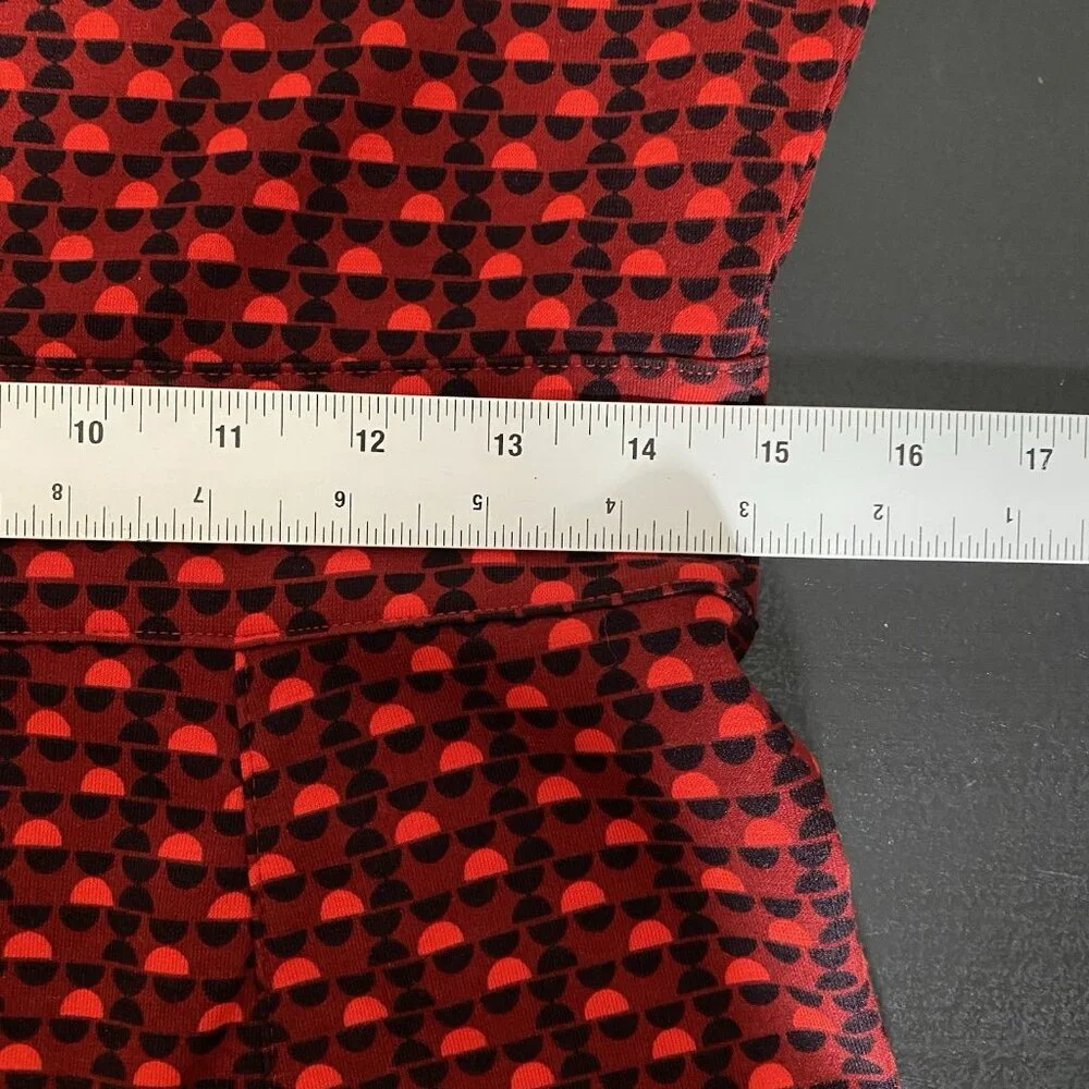 Lands End Ponte Knit Dress Red Geometric Cap Sleeve Fit & Flare Modest Church - Picture 12 of 12